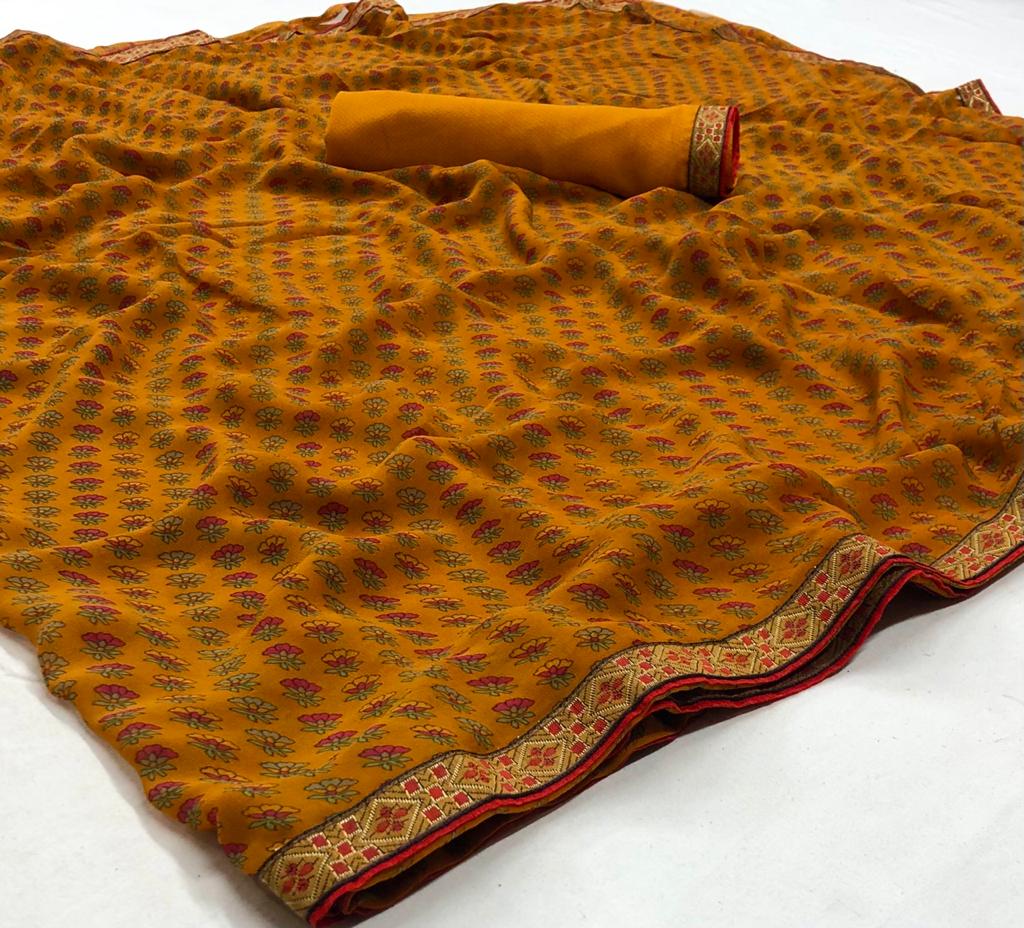 Rajyog Birra Designer Georgette Casual Wear Saree Collection at Wholesale Price